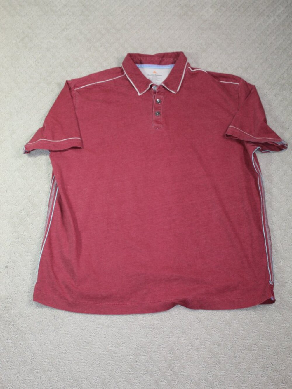 Tommy Bahama Size L Island Modern Fit Maroon Short Sleeve 100% Pima Cotton Polo